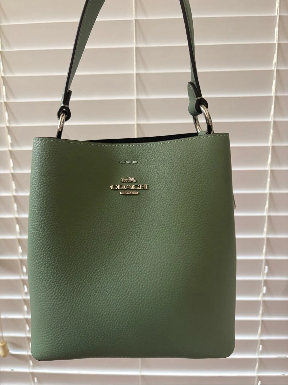 Coach Town 22 green Pebbled Leather Shoulder Bag